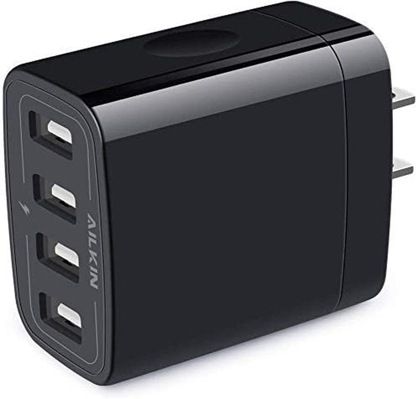 4.8A 4-Port USB Wall Charger Cube - Dual Pack, Compatible with iPhone 15/14/13 Pro Max and Samsung Galaxy S23/S22/S21/S20