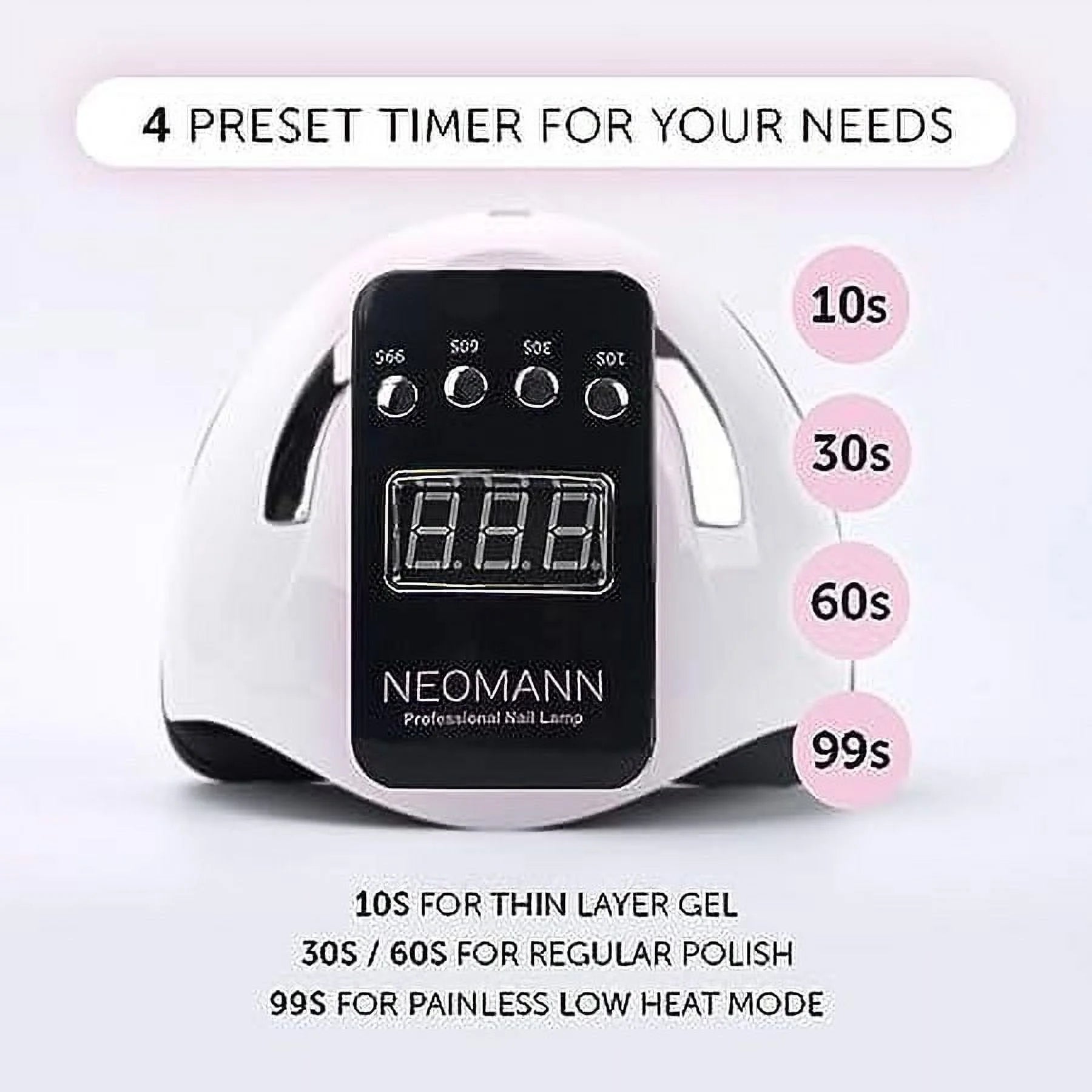 UV Nail Dryer Lamp - Quick Dry 66 LED Gel Nail Light with 4 Timer Settings