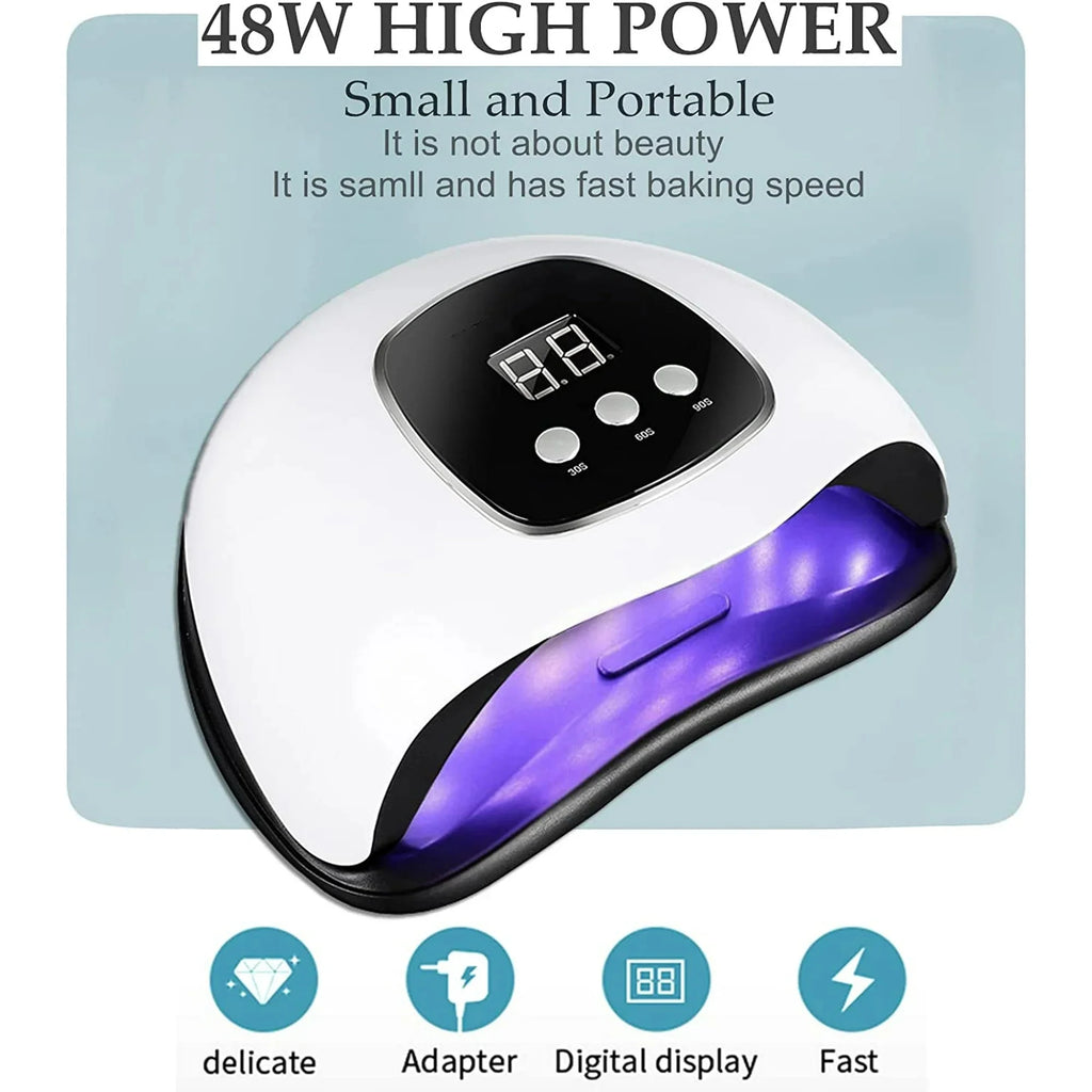 Fast-Drying UV Nail Lamp with Automatic Sensor & Timer – Professional White Nail Dryer