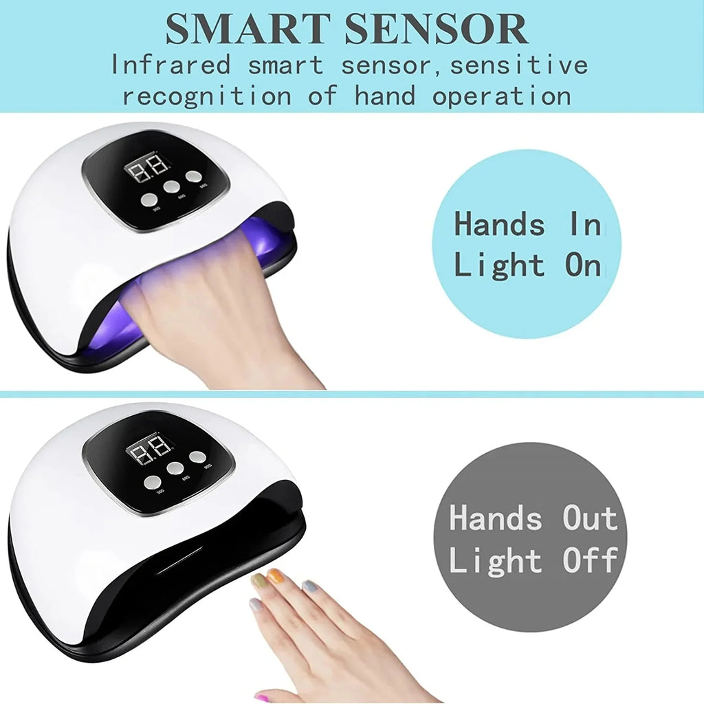 Fast-Drying UV Nail Lamp with Automatic Sensor & Timer – Professional White Nail Dryer