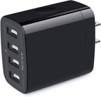 4.8A 4-Port USB Wall Charger Cube - Dual Pack, Compatible with iPhone 15/14/13 Pro Max and Samsung Galaxy S23/S22/S21/S20