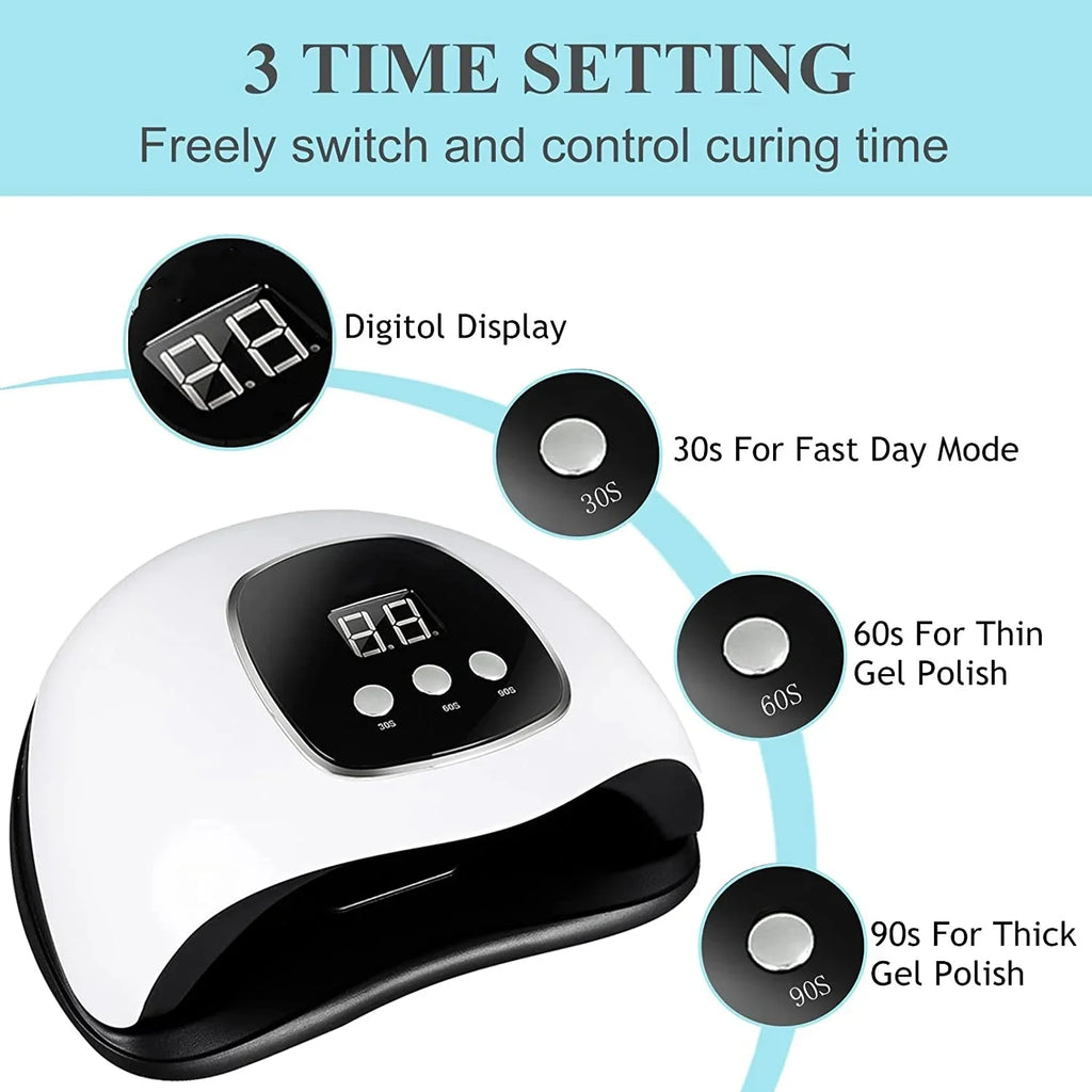 Fast-Drying UV Nail Lamp with Automatic Sensor & Timer – Professional White Nail Dryer