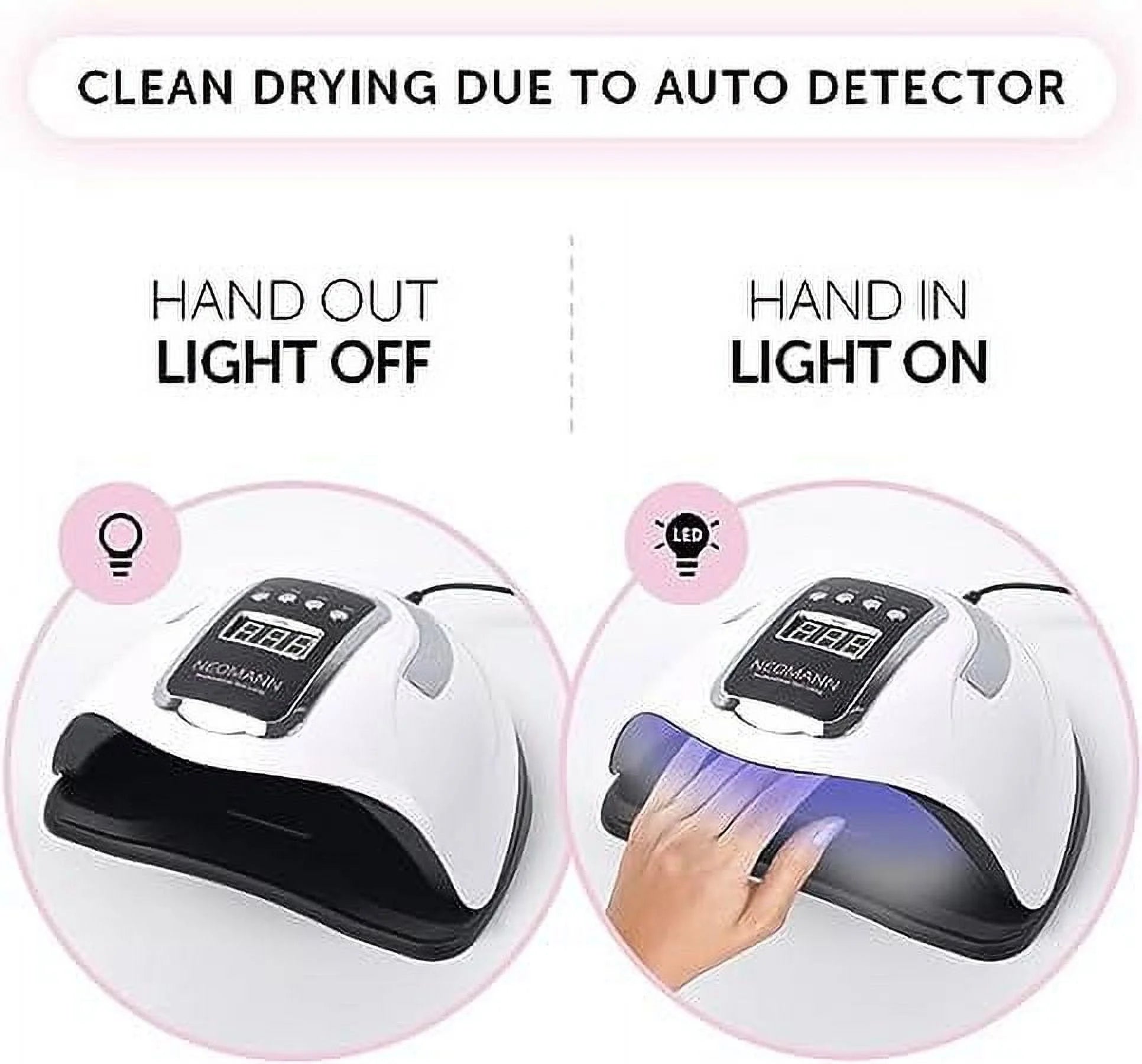 UV Nail Dryer Lamp - Quick Dry 66 LED Gel Nail Light with 4 Timer Settings
