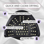 UV Nail Dryer Lamp - Quick Dry 66 LED Gel Nail Light with 4 Timer Settings